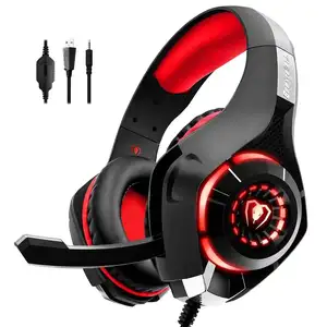 Beexcellent GM-1 3.5mm Over Ear LED Light Stereo Game Headset Wired USB Headband Gaming Headphone For PC/PS4 Gamers