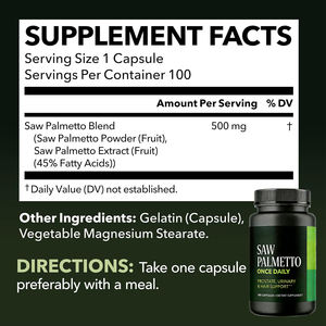 ヴィタホール ハーブサプリメント ソーパルメット 前立腺カプセル エキス バルク ナチュラル 500mg 大人用 120カプセル - Product Image 2