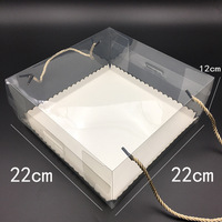 Großhandel 24*24*12cm transparente Kuchen Dekoration Box mit tragbaren Griff PET Dekoration Geschenk verpackung Box