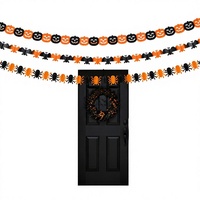 Guirlandes décoratives pour fête d'Halloween, décoration intérieure et extérieure, guirlandes en papier avec araignées, têtes de fantômes et citrouilles, transfrontalier