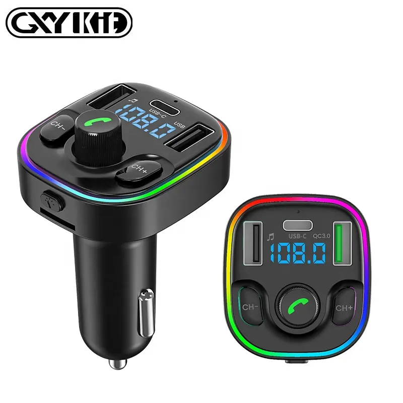 7Color TF Card Dual USB c handsfree Fast QC3.0 Car charger Audio MP3 Player Kit Wireless BT 5.0 Bluetooth Fm transmitter For Car