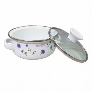 Ensemble de 7 bols à mélanger en céramique avec couvercles en verre et doubles poignées, design floral bleu personnalisé, marque Harvit, respectueux de l'environnement - Product Image 2