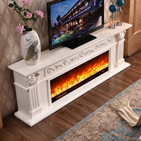 Cheminée électrique européenne blanche sophistiquée avec détails sculptés élégants et simulation de flamme dynamique, chauffage d'intérieur autonome