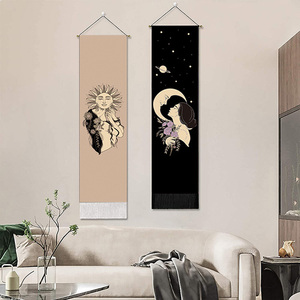 Nueva llegada estrella Luna chica impresión borla larga decoración pared tapiz colgador tela fondo - Product Image 3