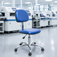 Chaise pivotante industrielle antistatique en cuir PU Leenol ESD, siège en cuir PU, base réglable pour atelier de puces semi-conductrices