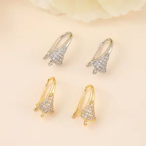 Accessoires de bijoux semi-finis simples décorés d'incrustations en métal zircon plein de boucles d'oreilles en diamant crochet d'oreille composant fait à la main