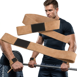 New Arrival Heavy Duty Cowhide Wrist Support Gym Straps Customizable Non-Slip Adjustable Power Lifting Bodybuilding Fitness - Product Image 1