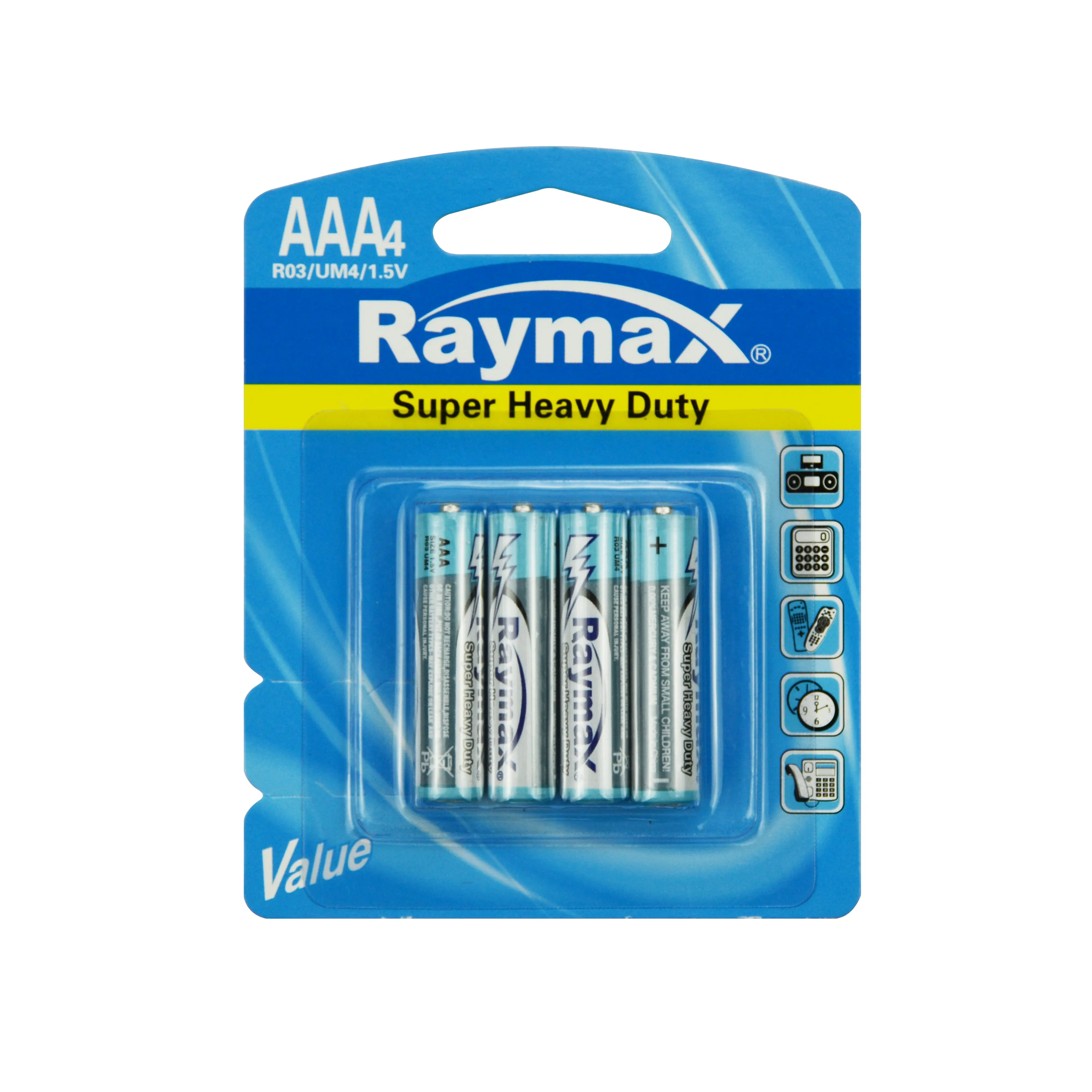 Superieure Prestaties Oem Raymax R03 Aaa 1.5V Um-4 Carbon Zink Droge Batterij Voor Klok Camera