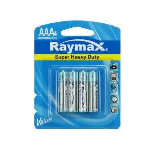 Superior Performance OEM Raymax R03 Size aaa 1.5V um-4 Carbon Zinc Dry Battery For Clock Camera