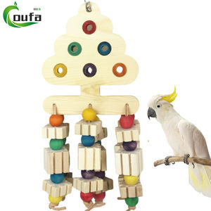 ของเล่นให้นกเคี้ยวทนทานสุดๆสำหรับนกแก้วนกกระตั้วนกกระตั้วสีสันสดใสกรงไม้พร้อมแขวนแกว่งและลูกปัดสำหรับนกหงส์หยก - Product Image 1