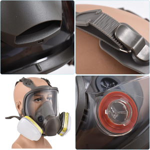 Masque respiratoire intégral pour la peinture au pistolet, la poussière, le formaldéhyde, l'ammoniaque, les pesticides chimiques, en silicone avec double filtre - Product Image 5