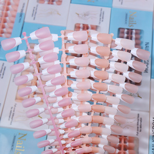 240 Pezzi/Scatola Unghie Finte in Gel Morbido Stile Francese Coffin Nude Coffin Ballet Almond per Estensione - Product Image 1