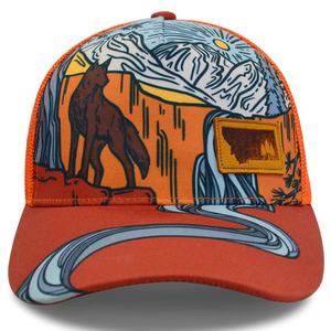 Casquettes de camionneur personnalisées avec impression par sublimation, vente en gros, casquettes en maille imprimées, casquettes de camionneur en maille polyester à 5 panneaux avec patch en cuir - Product Image 2