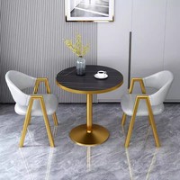 Ensemble Table à Manger Ronde Moderne et Simple pour 2 Personnes, Chaises Incluses, Style Bois Panneau, Meuble de Salle à Manger pour Maison, Hôtel ou Villa