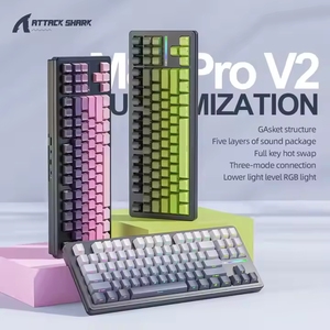 Attacco squalo M87 Pro V2 guarnizione Tri-mode RGB BT 2.4G Hot Swap lato intagliato Gaming Gamer tastiera meccanica - Product Image 2
