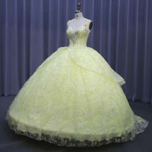 <span class=keywords><strong>Vestido</strong></span> de Noche Moderno de Lujo Antiarrugas con Sujetador Incorporado, Escote en V, con Relieve, para Quinceañera, Novia, <span class=keywords><strong>Princesa</strong></span>, de Tul con Aplicaciones - Product Image 2