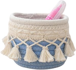 Panier tressé multifonctionnel en macramé de coton, style bohème, pour pinceaux de maquillage, articles divers de bureau, ou couvercle de pot de plantes - Product Image 2