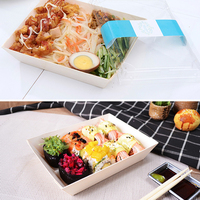 Offre Spéciale boîte de conception personnalisée en bois naturel écologique conteneur de restauration rapide sushi à emporter emballage alimentaire boîte à lunch