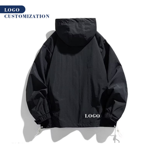 Jaket hoodie pria, jaket pria anti air ritsleting luar setengah, jaket Golf hoodie saku besar warna murni - Product Image 3