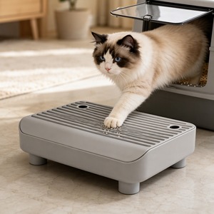 Tapis anti-éclaboussures pour litière de chat en PP avec pédale, récupère la litière et la retourne à la litière d'origine pour usage quotidien - S-2131 - Product Image 3
