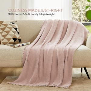 Coperta in Mussola Morbida con Nappe, Leggera e Traspirante in Cotone, per Divano e Letto, Adatta a Tutte le Stagioni - Product Image 6