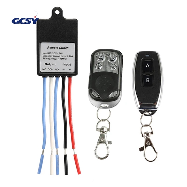 Qiachip 433MHz Wireless Remote Control Switch DC 6V 12V 24V 1CH 10A Relay Receiver Module Controller KR2401F KT01 KT05