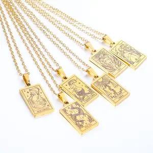 Collana personalizzata in acciaio inossidabile impermeabile Non appannante collana con segno zodiacale placcato oro 18 carati