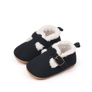 Zapatos de Invierno para Niños al por Mayor, Botas Cálidas para Bebés, Primeros Pasos, Suela Blanda, Botas para Recién Nacidos, con Hebilla, Forro Sherpa, para Niños Pequeños - Product Image 1