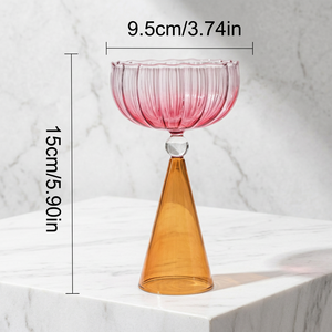 Copa de Vidrio Degradado Hecha a Mano con Logotipo Personalizado, Copa de Cóctel Festoneada Moderna para Postres Reutilizables y Bebidas Diarias - Product Image 4