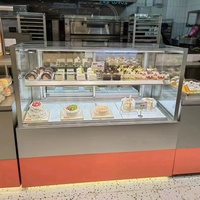 Kabinet peraga kaca berpendingin udara 2 lapisan sudut kanan kabinet peraga LED desigging Supermarket pendingin Freezer/pendingin tampilan kue kulkas