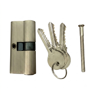 Cylindre de serrure de porte à mortaise de chambre en laiton massif de haute qualité 60MM avec 3 clés en laiton nickel satiné - Clé 60MM