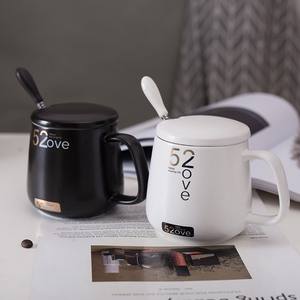 Taza de cerámica 52ove con tapa y cuchara, 350 ml, taza de café para parejas, regalo para uso en el hogar y la oficina - Product Image 6