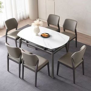 Silla de comedor tapizada en cuero minimalista moderna, estructura de madera de caucho para el hogar, comedor, adultos, niños, ancianos - Product Image 4