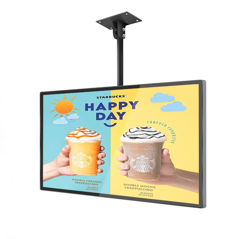 32 인치 보바 티 커피 아이스크림 상점 벽걸이 형 광고기 맞춤형 로고 디지털 간판 및 디스플레이