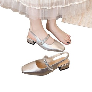 Sandales d'été en satin de soie à une bride, style européen, à talons hauts, élégantes et tendance, à talon épais pour femmes - Product Image 4