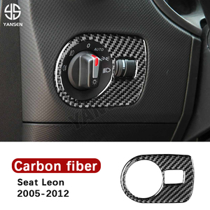 <span class=keywords><strong>Autocollant</strong></span> de garniture de cadre de commutateur de phare de voiture en fibre de carbone pour <span class=keywords><strong>Seat</strong></span> <span class=keywords><strong>Leon</strong></span> 2005-2012, décoration et protection intérieure, installation facile - Product Image 2