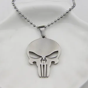 Fashion Jewelry Silver Charm Hot Cakes Super Hero Character Skulls Punisher Pendant Necklace