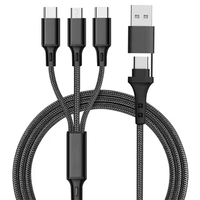 Câble de charge multifonction 5 en 1 en cuivre pur pour téléphone Micro USB Type C, câble de charge rapide 1,2 m, câble de données tressé 2,8 A, 2 en 3