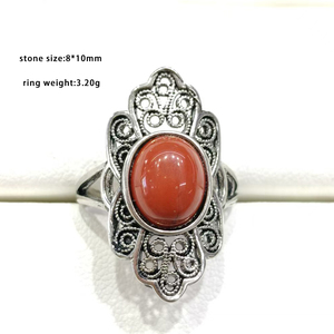 Pietra naturale di diaspro rosso occhio di tigre ametista ossidiana stile retrò anelli di rame regolabili per gli uomini e le donne di moda gioielli con pietre preziose - Product Image 1