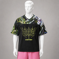 T-shirt Homme Col V Imprimé Personnalisé Coupe Ample Épaules Tombantes 100% Polyester Style Crop Oversize Maillot de Football en Mesh