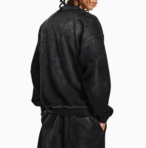 Felpa da Uomo in Poliestere/Cotone con Sfumature Sfumate, Lavaggio Acido, Girocollo Oversize, Maniche Raglan Lunghe, Stile Vintage Streetwear - Product Image 6