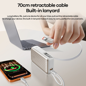 20000mAh PD45W Fast <b>Charging</b> Power Bank Built-in 70cm Retractable Type-<b>C</b> Cable Digital Display Lanyard Banks T202ALP 1. PD45W Hi - Product Image 2