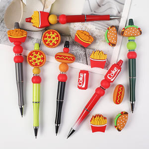 Perles en vrac en silicone PVC 3D, motifs de personnages d'anime, aliments de dessin animé (<span class=keywords><strong>pizza</strong></span>, frites), pour la fabrication de stylos et de bijoux, vente en gros - Product Image 5