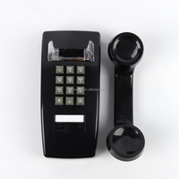 Ensembles de cabine téléphonique antique à bouton-poussoir carré téléphone antique mural téléphone filaire vintage noir pour hôtel à la maison