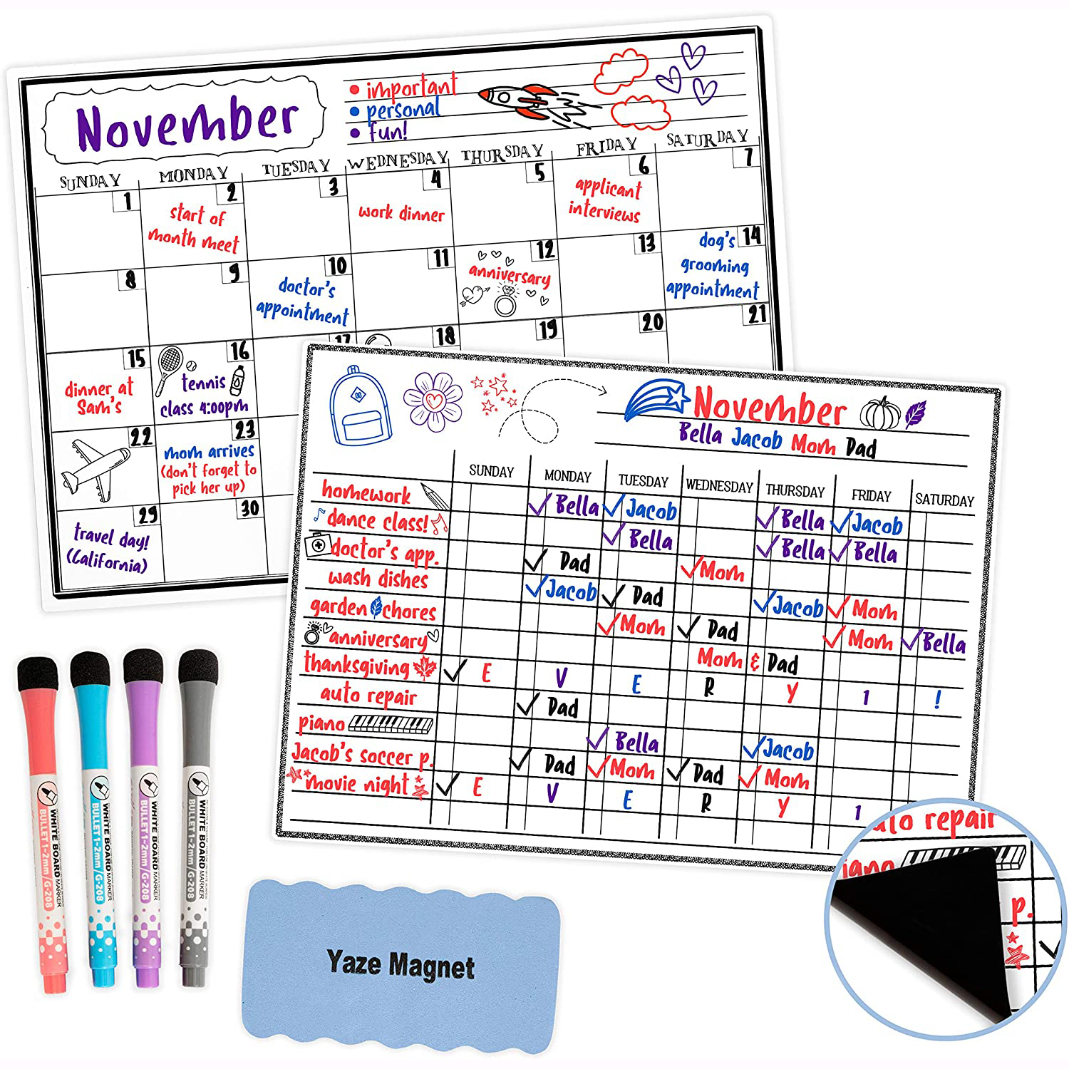 Individuelle wöchentliche Kühlschrank-Magnete monatlicher täglicher magnetischer Kalender für Kühlschrankmagnet