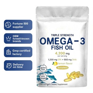 <span class=keywords><strong>Huile</strong></span> <span class=keywords><strong>de</strong></span> <span class=keywords><strong>poisson</strong></span> Oméga-3 triple concentration 4200mg, sans reflux, saveur citron, 1200mg EPA 900mg DHA, capsules molles pour adultes, antioxydant - Product Image 1
