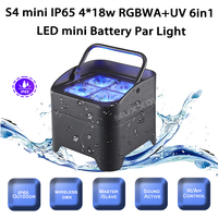 Lot de 4 projecteurs LED PAR étanches IP65 4*18W RGBWA+UV 6-en-1 sans fil sur batterie pour événements extérieurs, mariages, DJ, fêtes et location