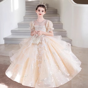 Vestido de Princesa de Lujo Color Champán <span class=keywords><strong>para</strong></span> Niñas, Elegante Vestido Largo <span class=keywords><strong>para</strong></span> Bodas, Damas de Honor, Presentaciones de Piano - Product Image 3