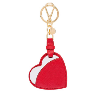 Heart-shaped keychain makeup mirror, portable PU leather mirror case, keychain <b>gift</b>. - Product Image 1