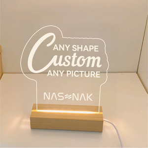 Vente flash - Lampe LED en bois massif personnalisée à 7 couleurs, impression acrylique avec photo et lecteur de musique pour la décoration de la pièce et les cadeaux - Product Image 3